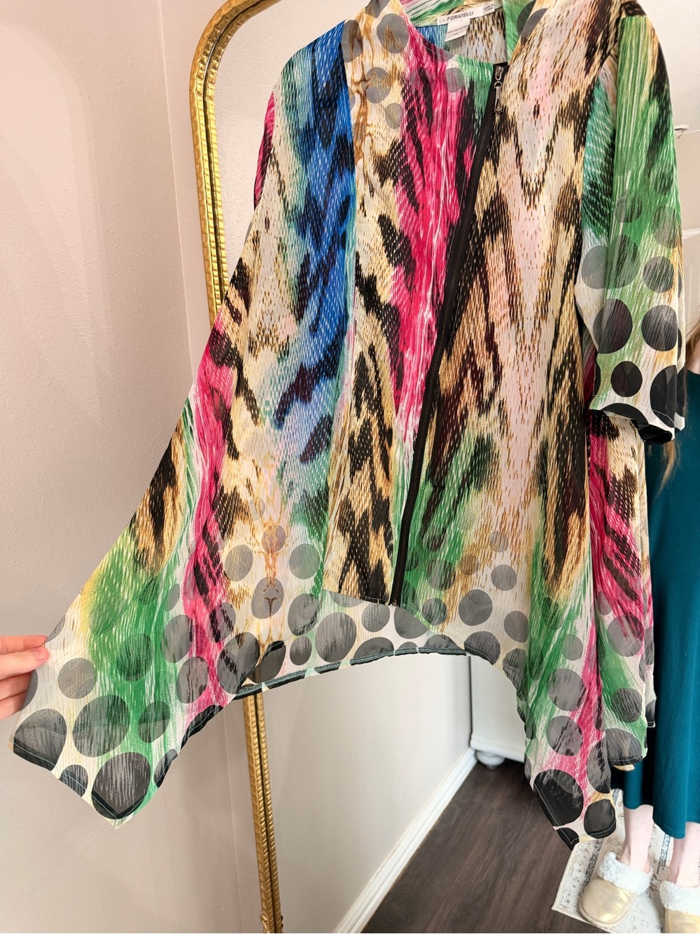 Multi-Color Printed Chiffon Tunic Top - Picture 6 of 7